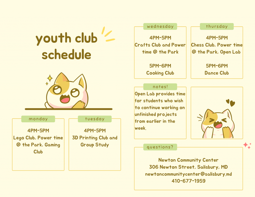 youth club schedule